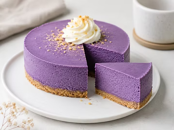 Ube-Käsekuchen zubereiten: Violetter Käsekuchen mit Ube-Pulver