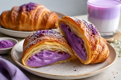 Croissant met ube vulling